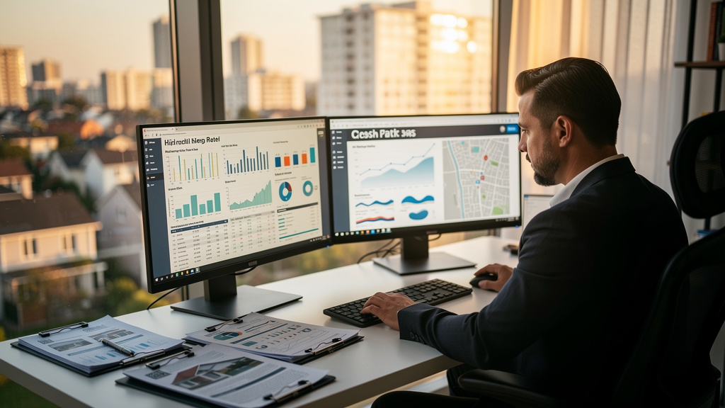 Real estate investor analyzing market data